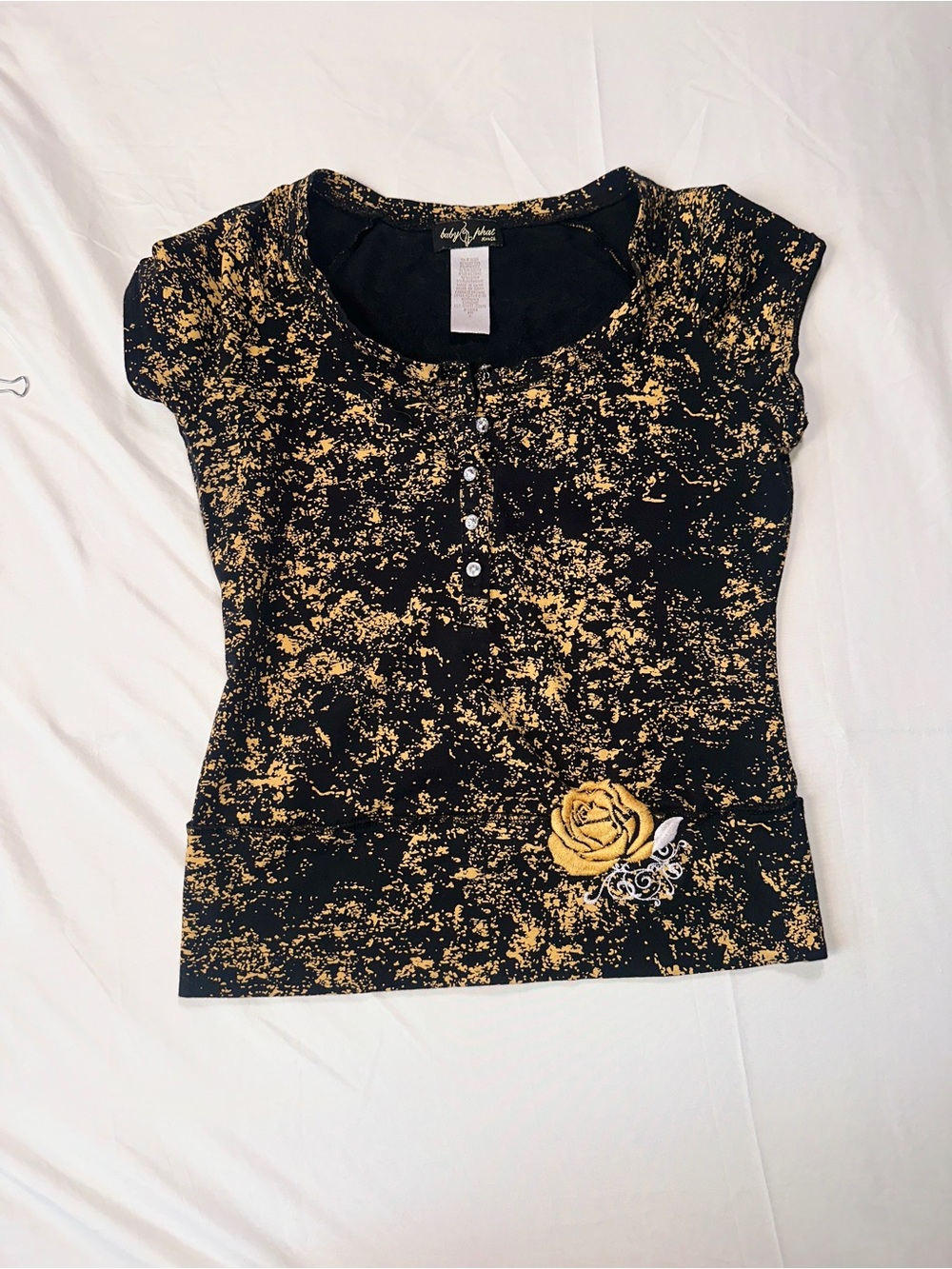 Baby Phat Black and Gold Foil Short Sleeve Tee - Picture 3 of 9